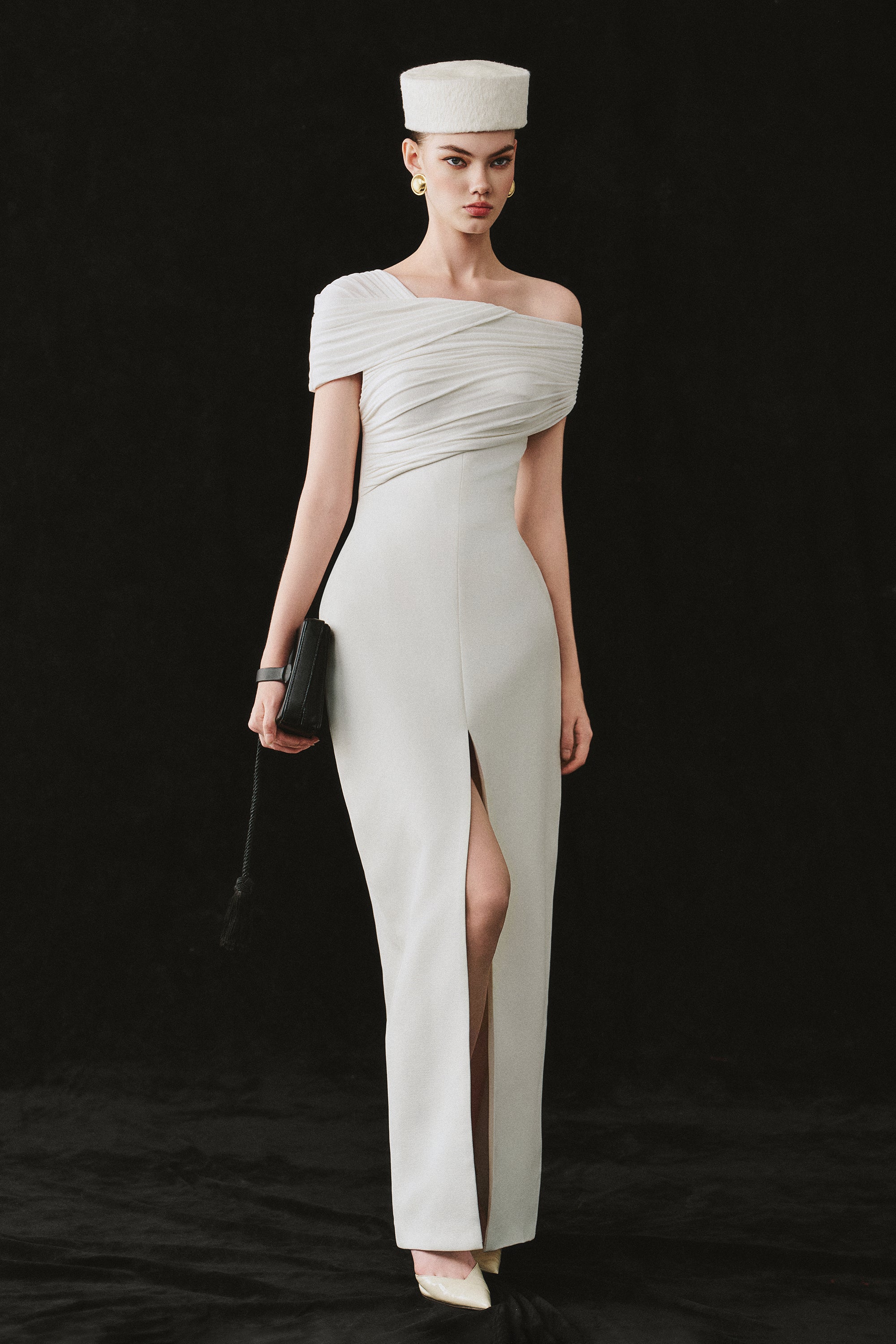 Esmara Off-Shoulder Slit Maxi Dress XL / White