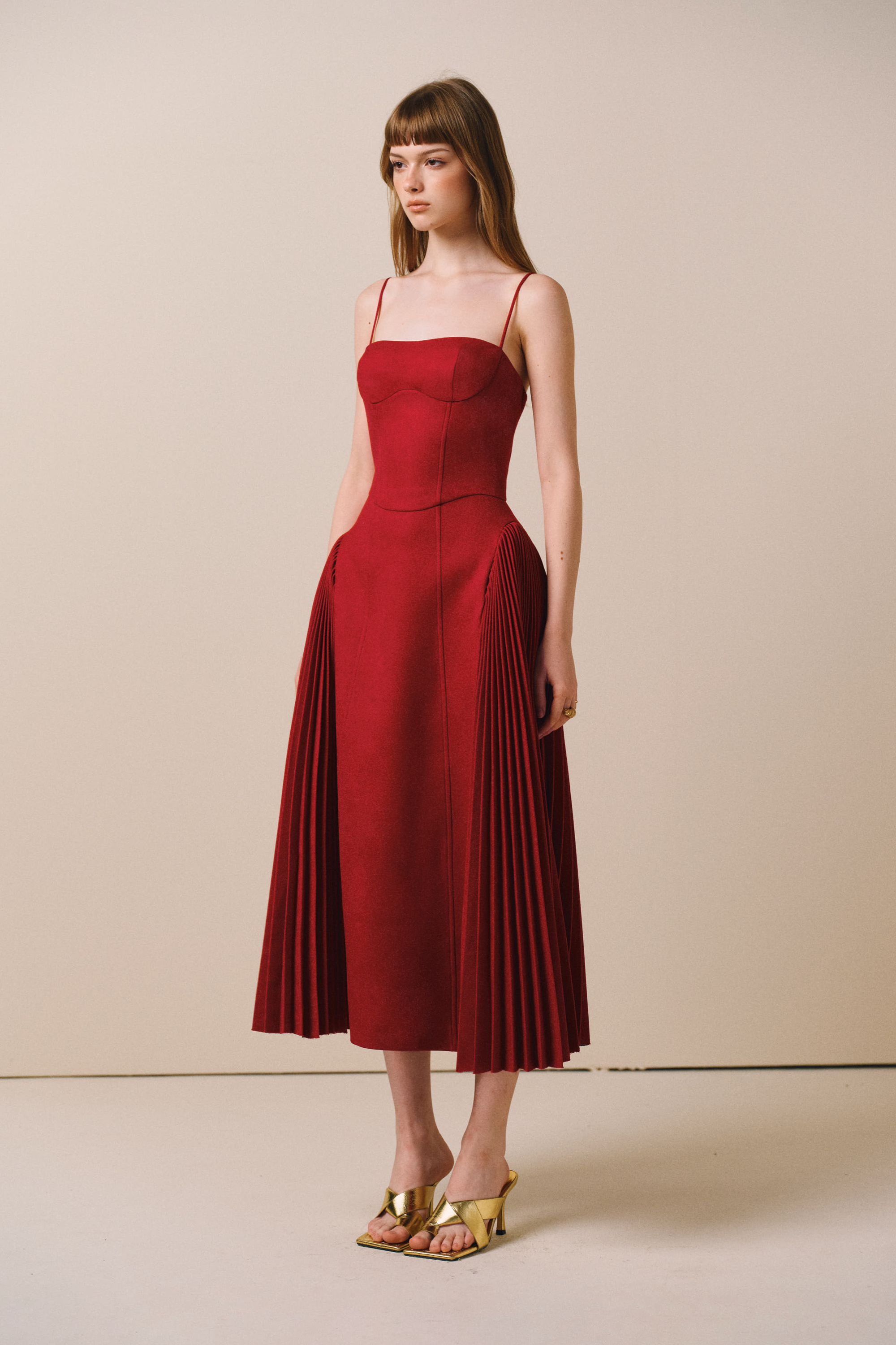 JARDIN Pleated Midi Dress