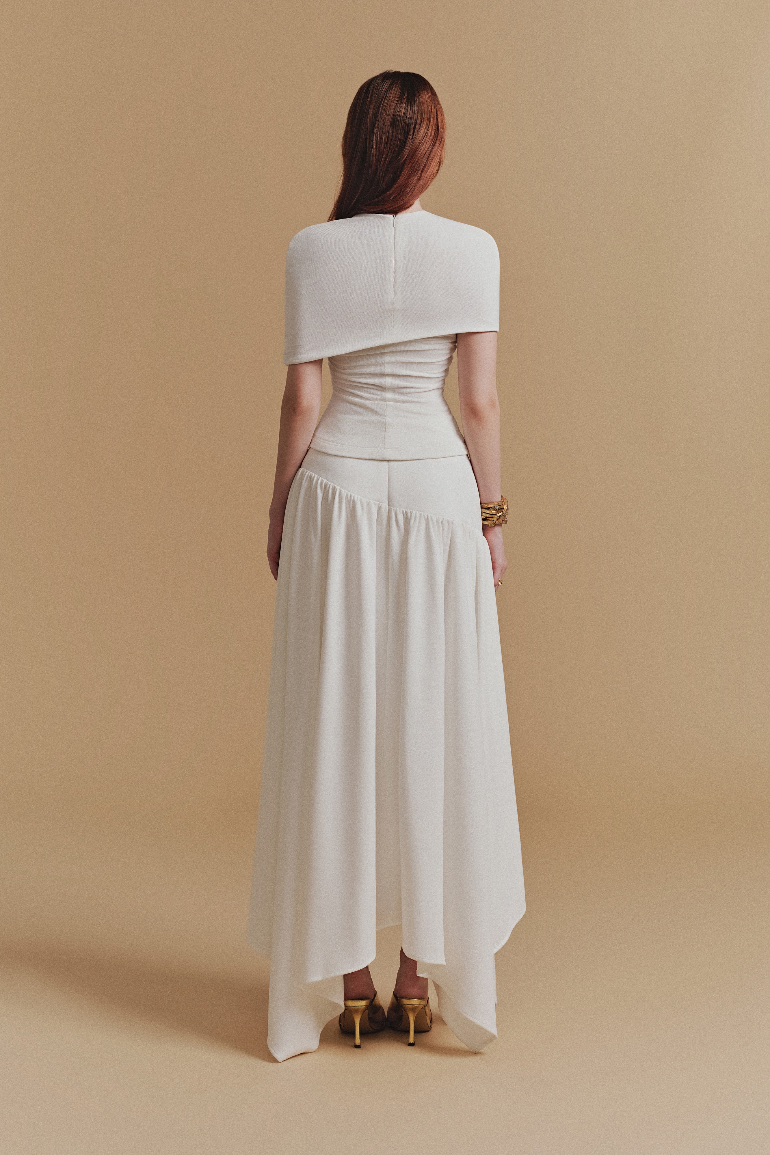 CASSIA Asymmetrical Midi Skirt