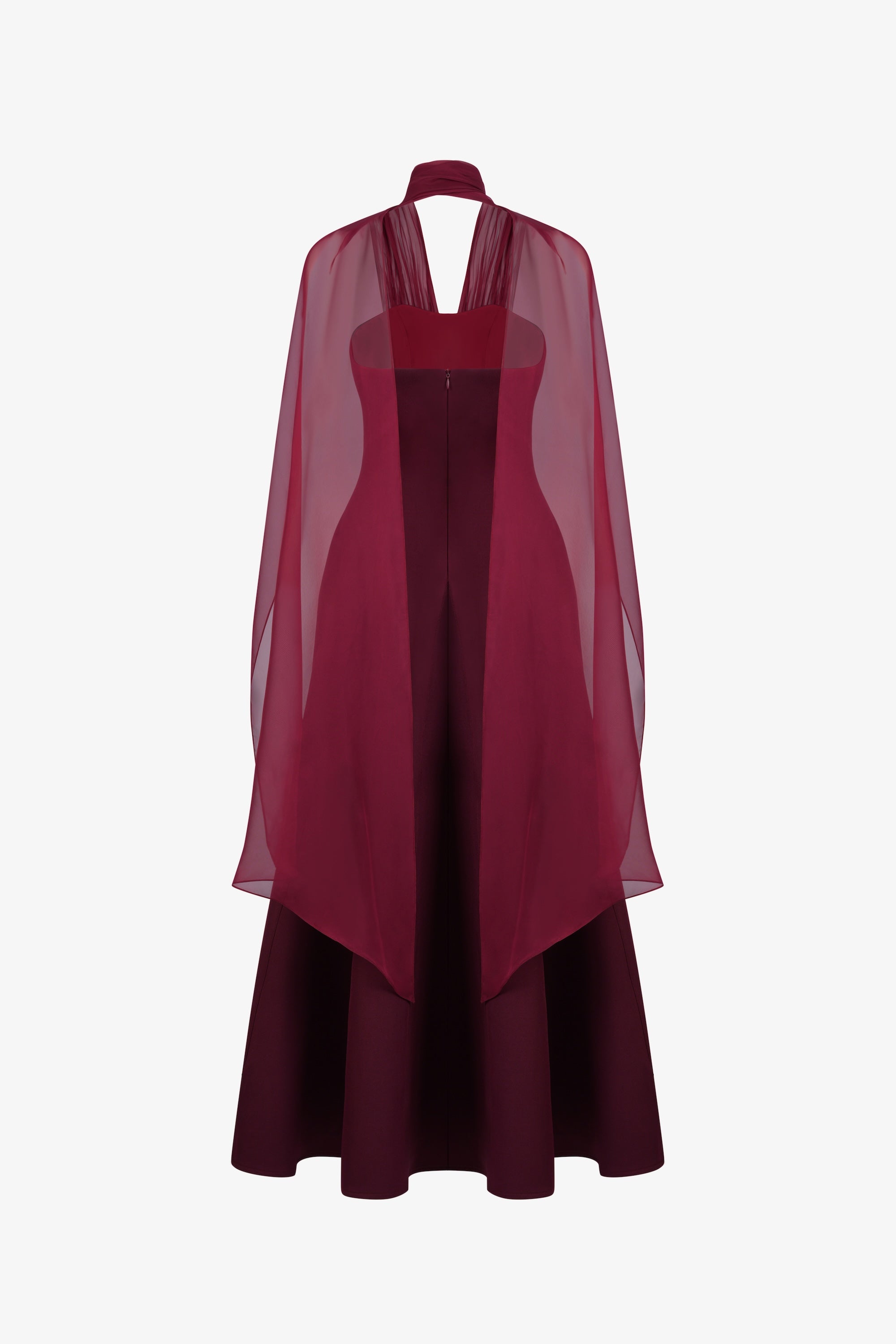 ZYRA Midi Dress with Chiffon Cape