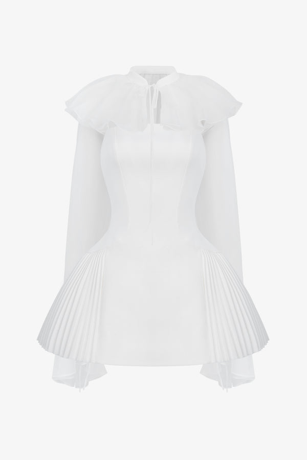 BELLONA Mini Dress with Sheer Cape Overlay