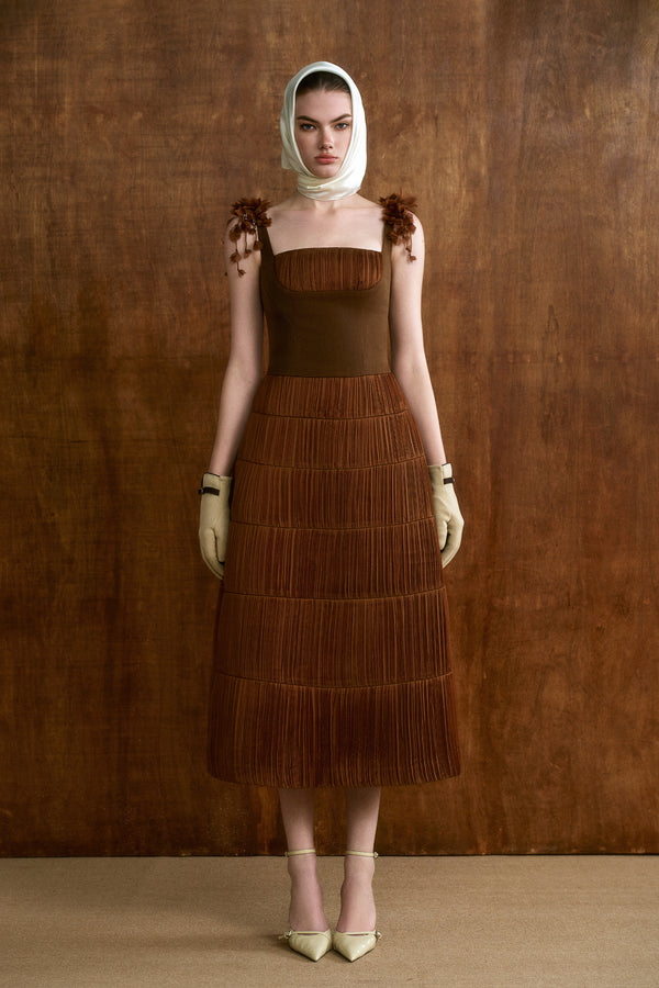 NYRIA Midi Dress with Neck Scarf  CICI OFFICIAL WEBSITE | CICI BY CICI