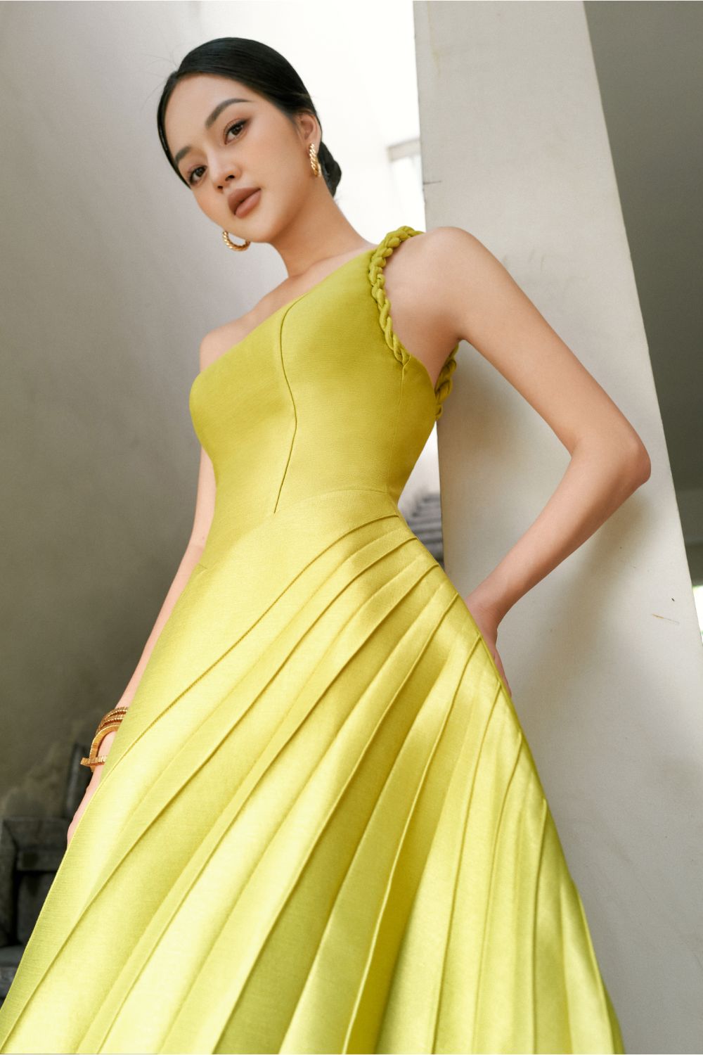 Almira Pleated Midi Dress